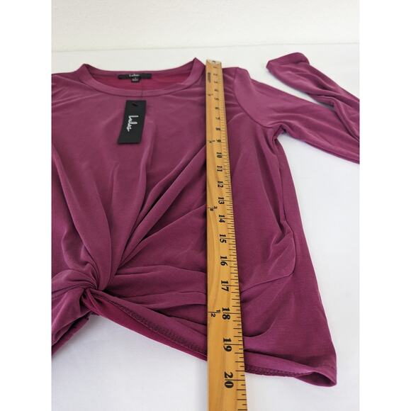 LULUS‎ Knot This Way Purple Knotted Long Sleeve Top Size Small Modal Cropped New - Picture 9 of 10